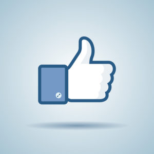 Facebook thumbs up showing a business page like