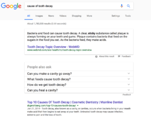 example of a featured snippet for a dental website