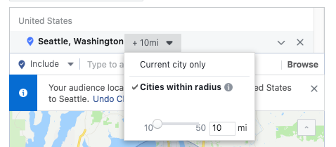 facebook city radius targeting